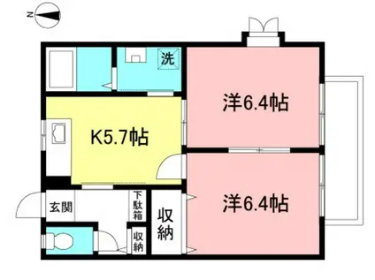フェアウェイ ヴィスタB(2K/1階)の間取り写真