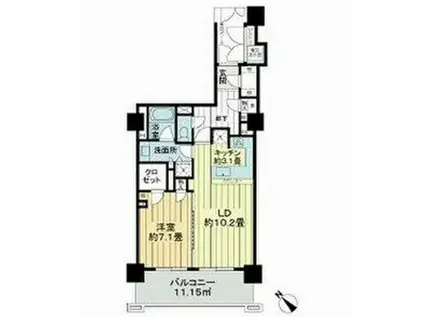 ライオンズタワー仙台大手町(1LDK/12階)の間取り写真