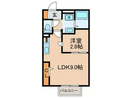 ハックベリ-(1LDK/1階)の間取り写真