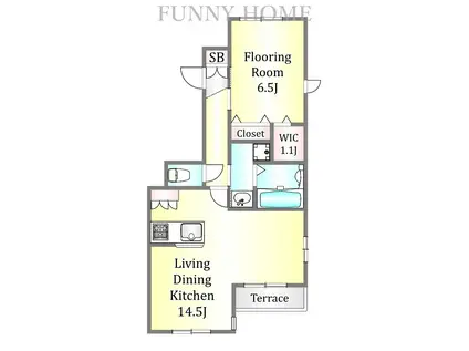 MOMIJI下北沢(1LDK/1階)の間取り写真
