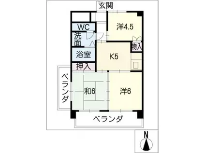 ドヌール諏訪(3K/5階)の間取り写真