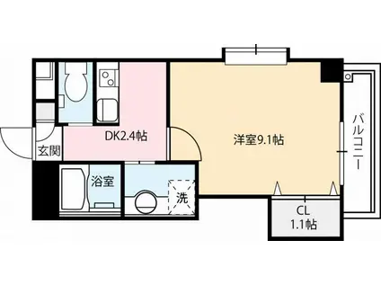 パルムドール(1K/2階)の間取り写真