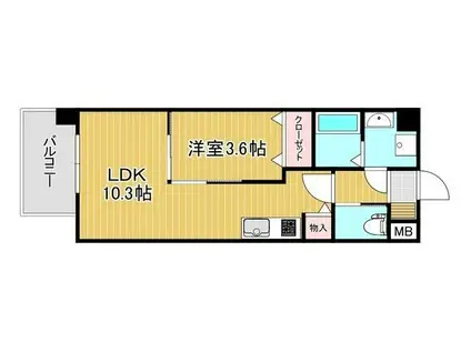 ギャラクシーヴィーラブライト(1LDK/8階)の間取り写真