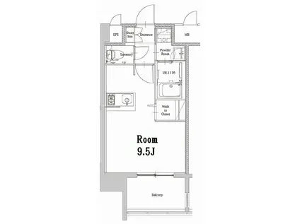 エンクレストベイ天神イースト(ワンルーム/14階)の間取り写真