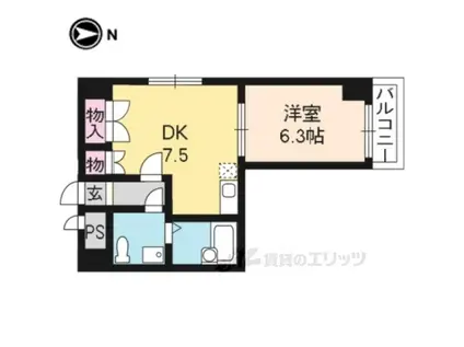 フォルトゥーナ四条(1DK/6階)の間取り写真