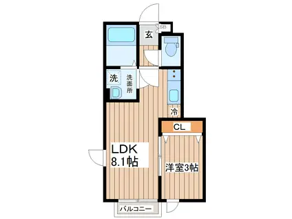 CASA TELA(1LDK/1階)の間取り写真