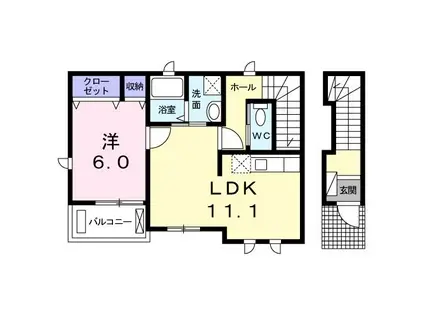 アリシア(1LDK/2階)の間取り写真