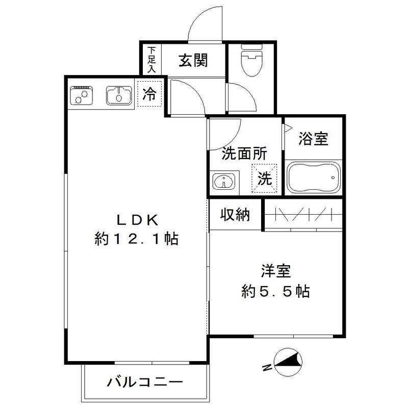 PASEO下北沢(1LDK/3階)の間取り写真