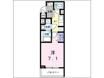 VENTFORETヴァンフォ(1K/2階)の間取り写真