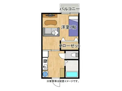 グレースA棟(1K/1階)の間取り写真