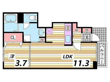 スマイルタウン A棟(1LDK/1階)の間取り写真