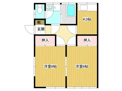 ハイツリヴェール(2DK/1階)の間取り写真