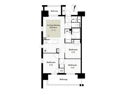 オープンレジデンシア名駅南グランアート(3LDK/11階)の間取り写真