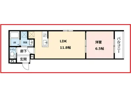 オーアールオー(1LDK/2階)の間取り写真