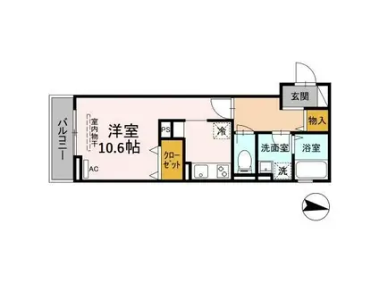 ウィステリア(ワンルーム/1階)の間取り写真