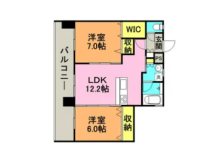 エトランゼ東櫛原15(2LDK/6階)の間取り写真