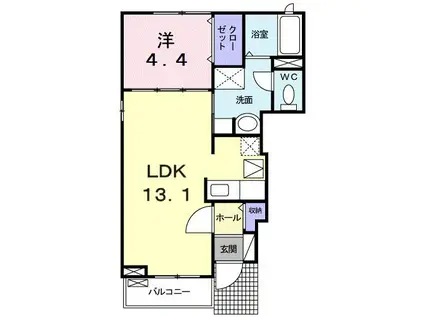 ルミエール花園(1LDK/1階)の間取り写真