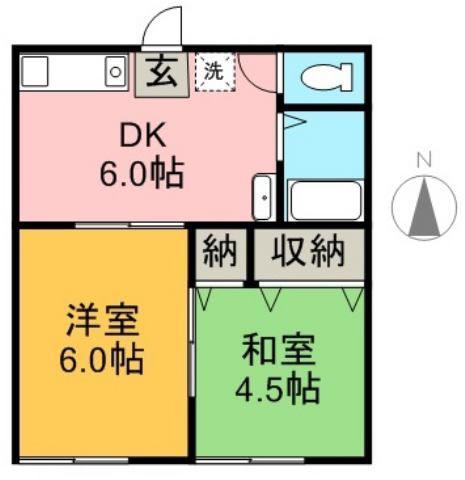 神野ハイツII(2DK/1階)の間取り写真
