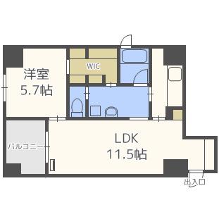ルクレ堺筋本町レジデンス(1LDK/3階)の間取り写真