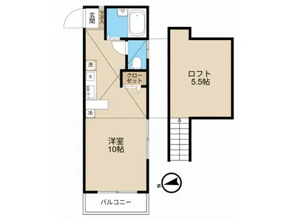 フルハウスY棟(ワンルーム/1階)の間取り写真