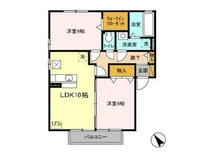 リビングタウン陽光台 A(2LDK/1階)の間取り写真