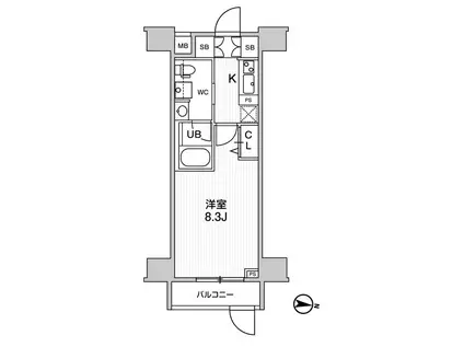 ジェノヴィア三ノ輪IIスカイガーデン(1K/2階)の間取り写真