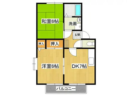 ファンハウス(2DK/1階)の間取り写真