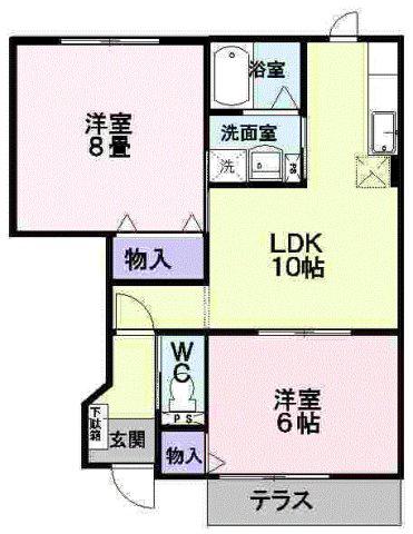 アスペンベールA(2LDK/1階)の間取り写真