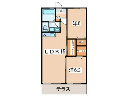 アートヒルズ(2LDK/1階)の間取り写真