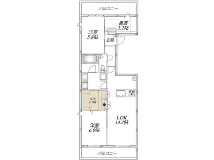 豊玉中2丁目メゾン(2LDK/4階)の間取り写真