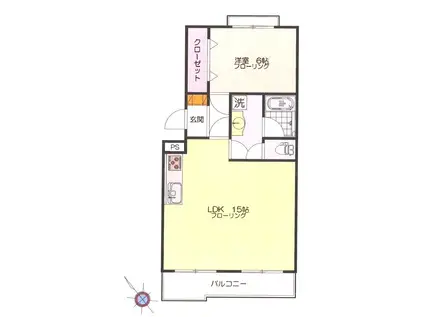 グリーンヒル藤が丘C(1LDK/4階)の間取り写真