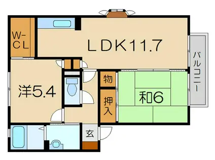 フォーレスK(2LDK/2階)の間取り写真