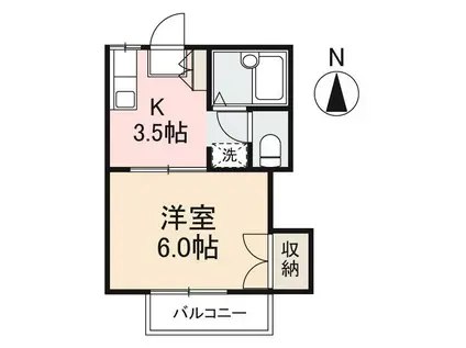 ガーデニアI(1K/2階)の間取り写真