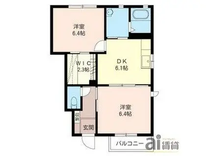 堂元館 弐(2DK/1階)の間取り写真