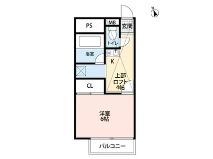 プレステージA(1K/2階)の間取り写真