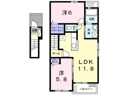 シャルムIII番館(2LDK/2階)の間取り写真