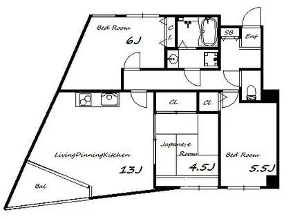 ベルトゥリー若草アネックス(3LDK/1階)の間取り写真