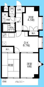 コンフォートとよくら(3DK/6階)の間取り写真