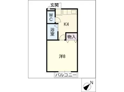 パークサイド左京山(1K/1階)の間取り写真