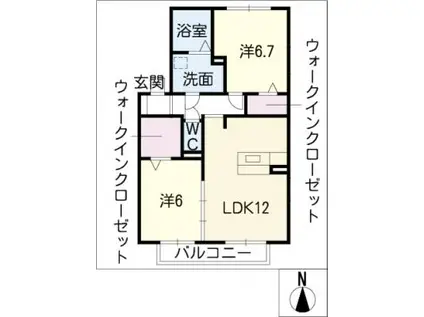 アイリス(2LDK/1階)の間取り写真