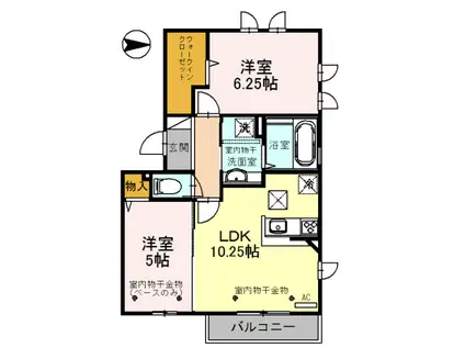 MIRACOSTA・N(2LDK/1階)の間取り写真