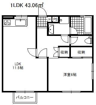 ハイツサニーヒル東棟(1LDK/1階)の間取り写真