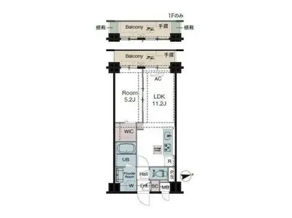 ラグゼナ東陽町(1LDK/4階)の間取り写真