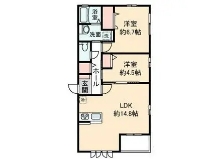 エルパティオII(2LDK/1階)の間取り写真