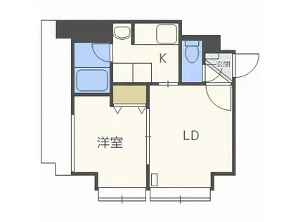 京泉ビル(1DK/4階)の間取り写真