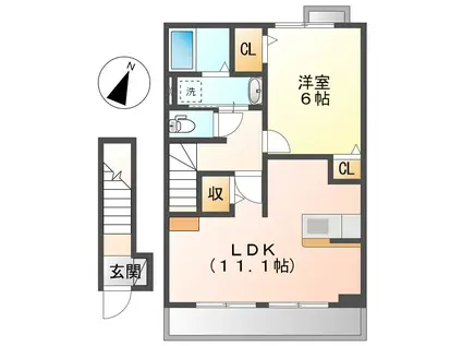 ベル・アンジュI(1LDK/2階)の間取り写真