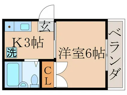 大滝ハイツ(1K/2階)の間取り写真