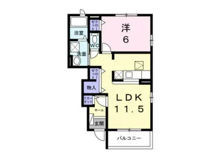 アンソレイユもみじ山(1LDK/1階)の間取り写真