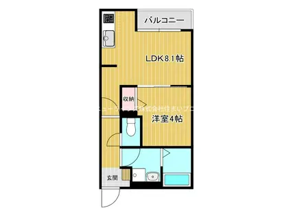 プライムキューブ(1LDK/3階)の間取り写真