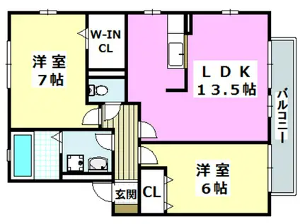 グランシャリオ(2LDK/1階)の間取り写真